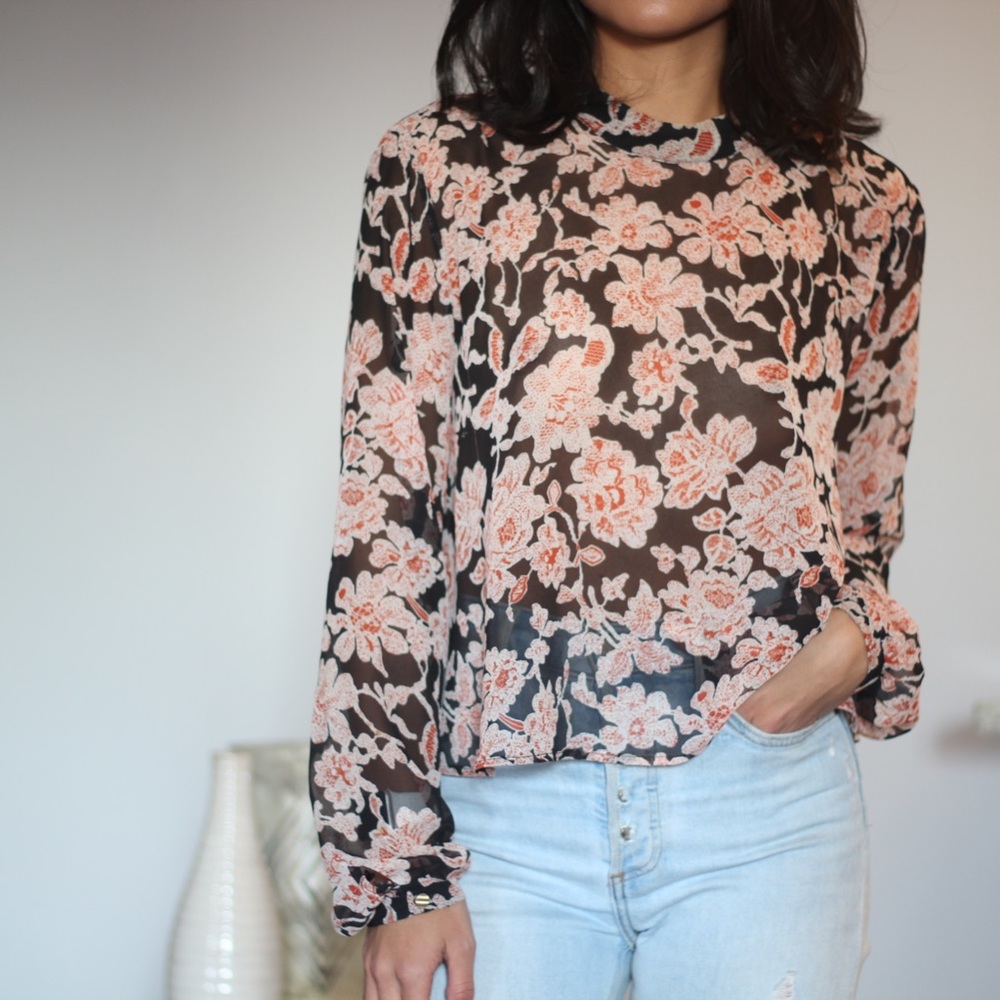 ASTR sheer floral top